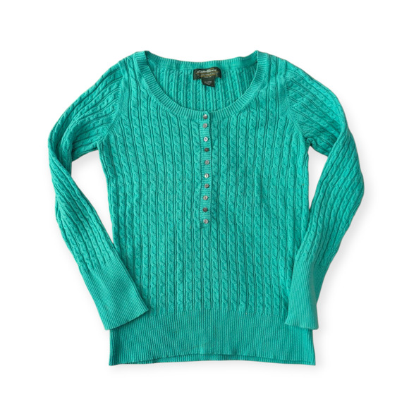 Eddie Bauer Women's Henley Scoop Neck Collar Sweater Sz S - Picture 8 of 10